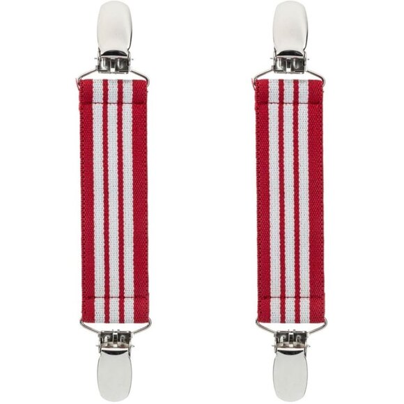 Hold’Em 1” Boot Straps Leg Pant Stirrup Elastic Extra Heavy Clips - Red/White - Picture 1 of 8